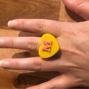 Acrylic Heart Shaped “M” Ring
